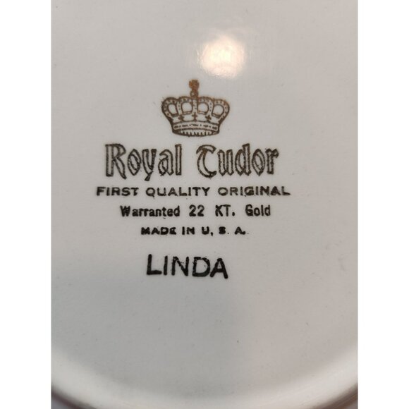 Vintage Royal Tudor 22 Kt Gold Linda Floral Round Porcelain Serving Bowl - Picture 11 of 13